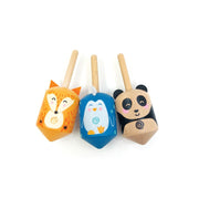 Dsp. houten tol panda, vos en pinguin. 2 - afbeelding 1