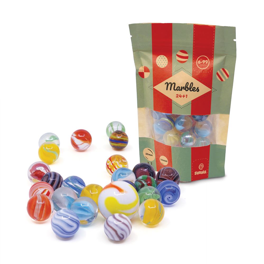 Set di biglie in vetro Svoora, 25 pezzi. 6+