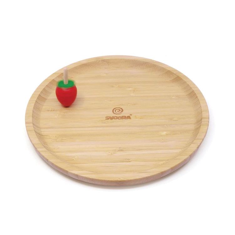 Svoora houten schaal voor tollen. 25x25