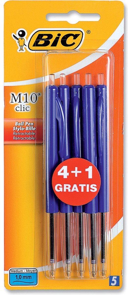 Bolígrafo Bic m10 azul bls 4+1