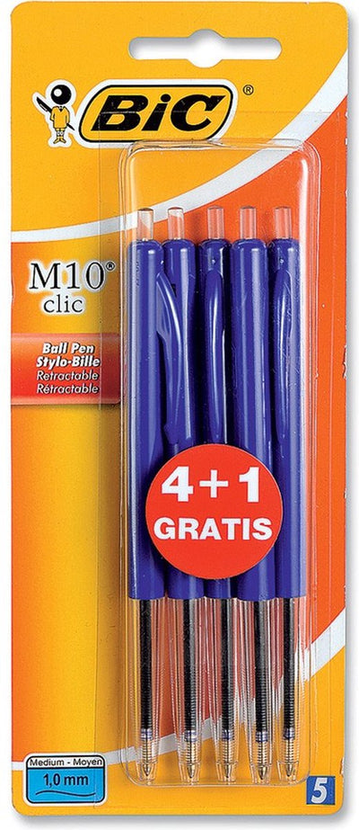 Bolígrafo Bic m10 azul bls 4+1