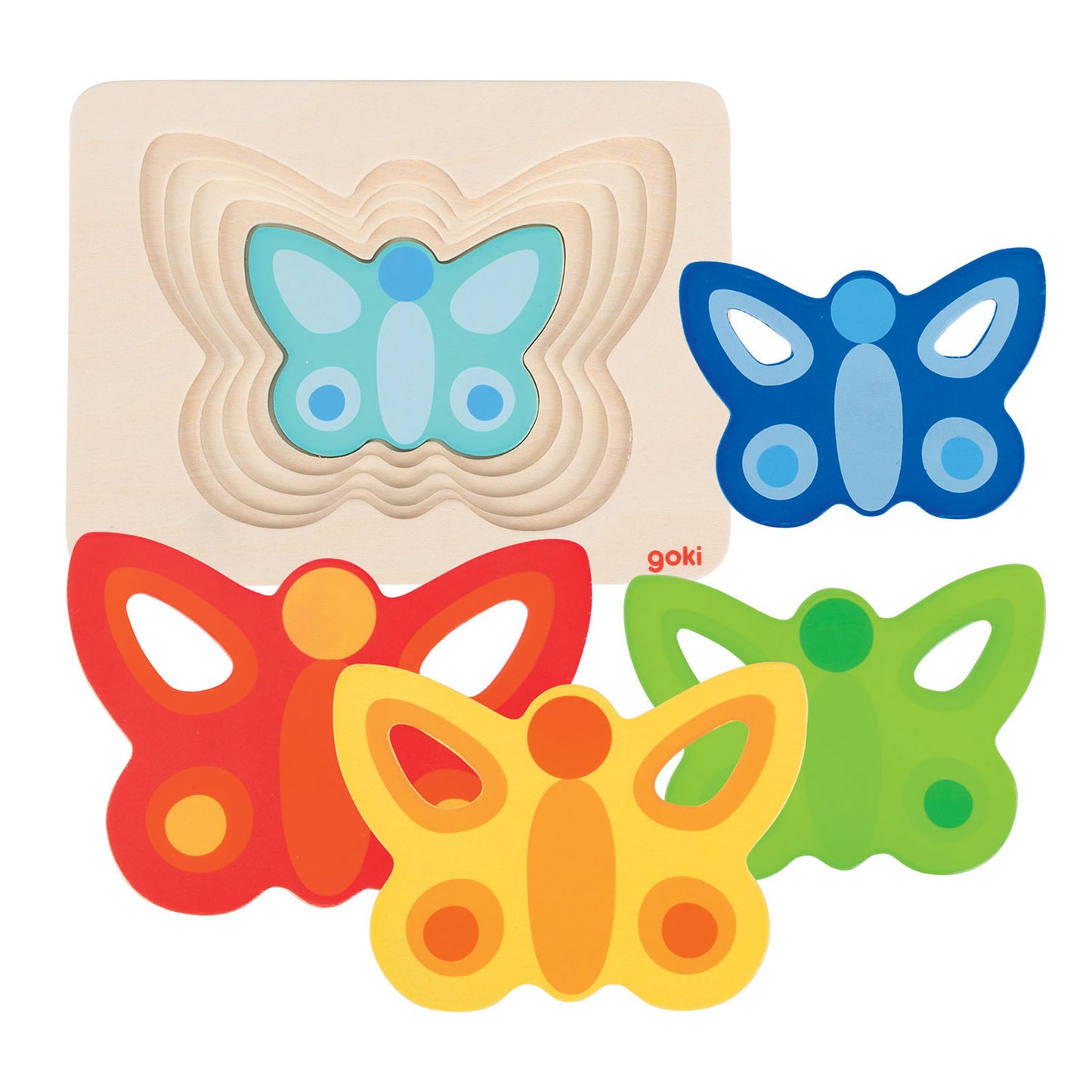 Goki lagenpuzzel vlinder, 5 lagen