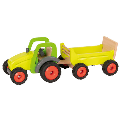 Tractor de madera Goki con remolque