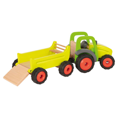 Goki Wooden Tractor con rimorchio