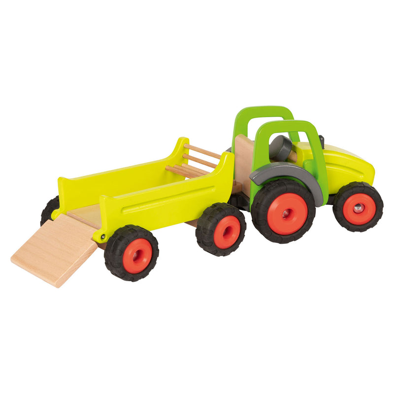 Goki Wooden Tractor con rimorchio