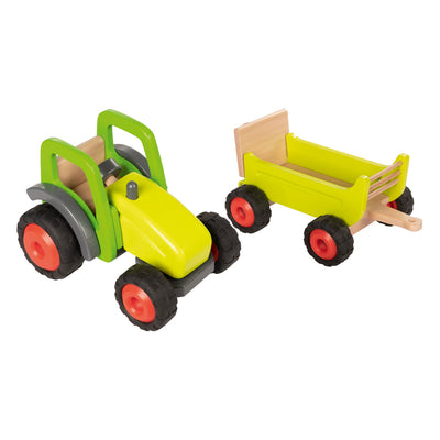 Goki Wooden Tractor con rimorchio