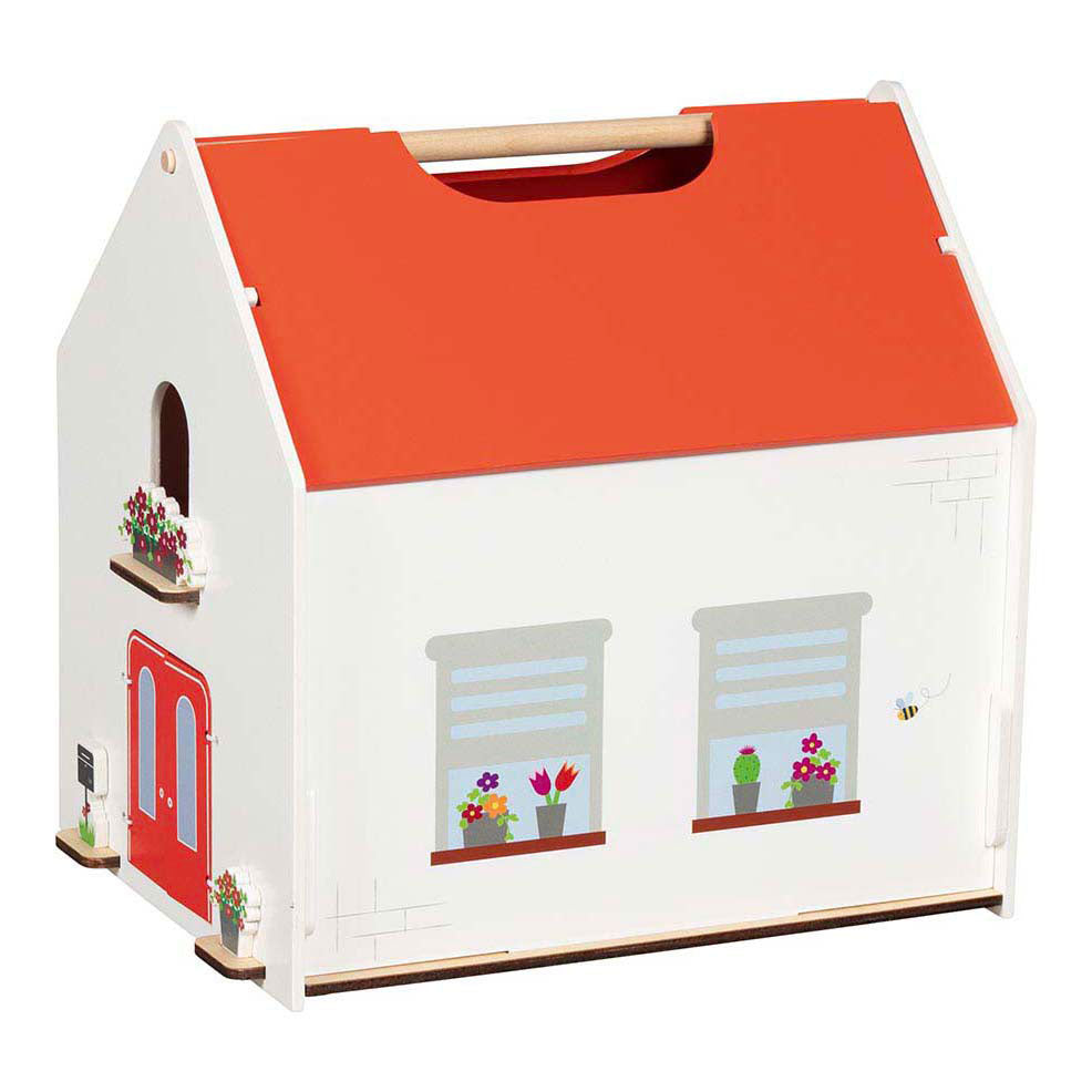 Casa delle bambole portatile in legno Goki con accessori