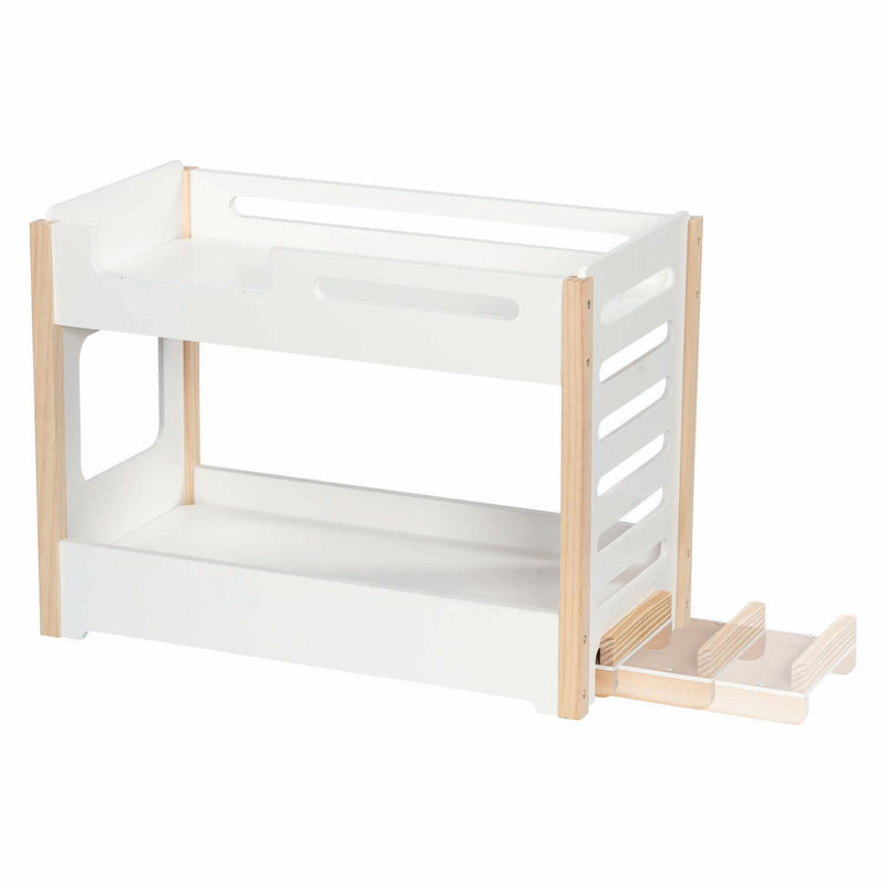 Letto impilato con bambola in legno Goki con scivolo