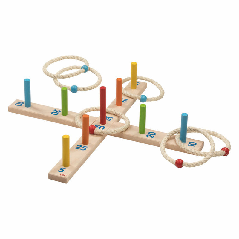Goki Wooden Ringwerp Game, 6 Anelli