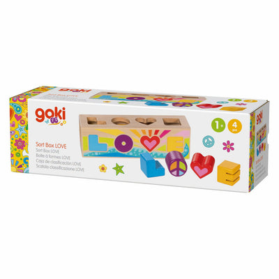 Caja clasificadora de madera Goki, clasificador de formas love - 5 uds.
