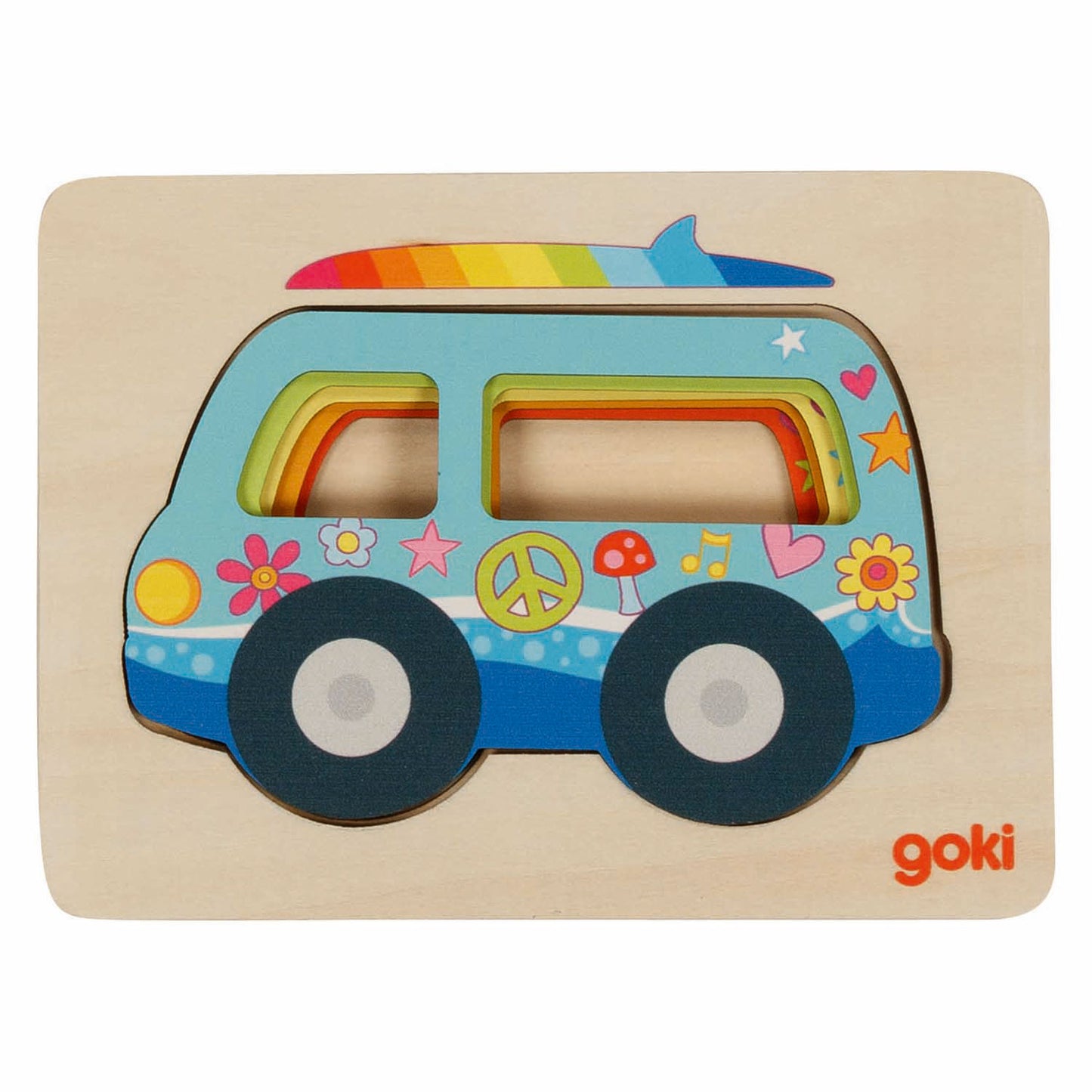 Auto puzzle a strati in legno Goki, 5 pz.