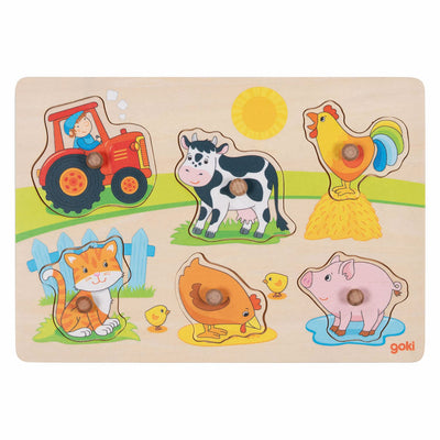 Puzzle in legno Goki della fattoria, 6 pz.