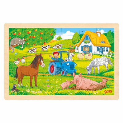 Fattoria puzzle in legno Goki, 24 pz.
