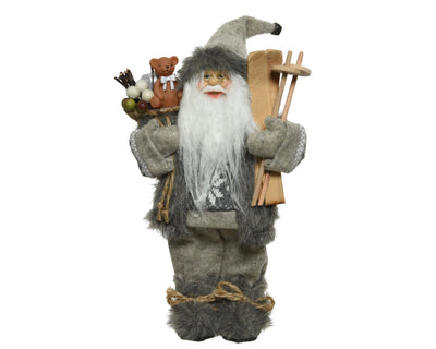 Decoris Babbo Natale h45cm poliestere grigio