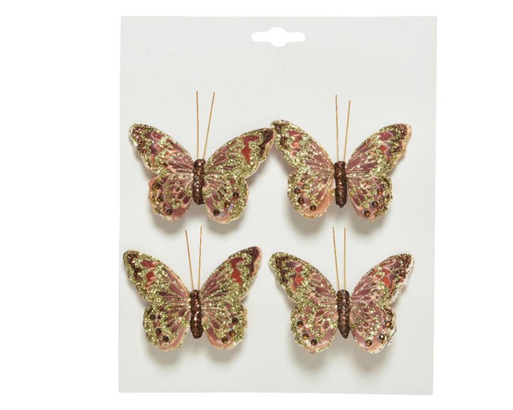 Decoris tela de mariposas con clip rosa juego de 4 piezas