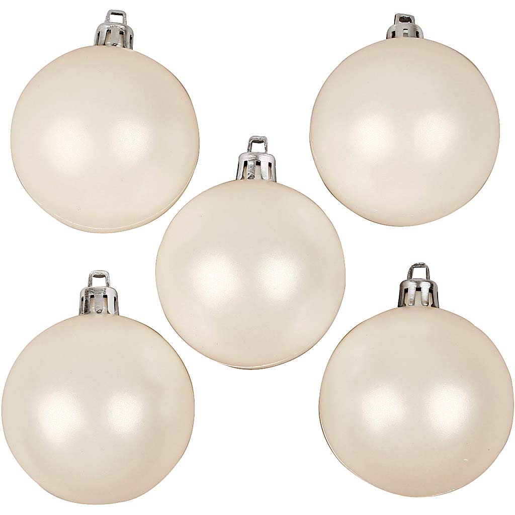 Creativ Company Bolas de Navidad, d 6 cm, blanco, nácar, 20 piezas 1 caja