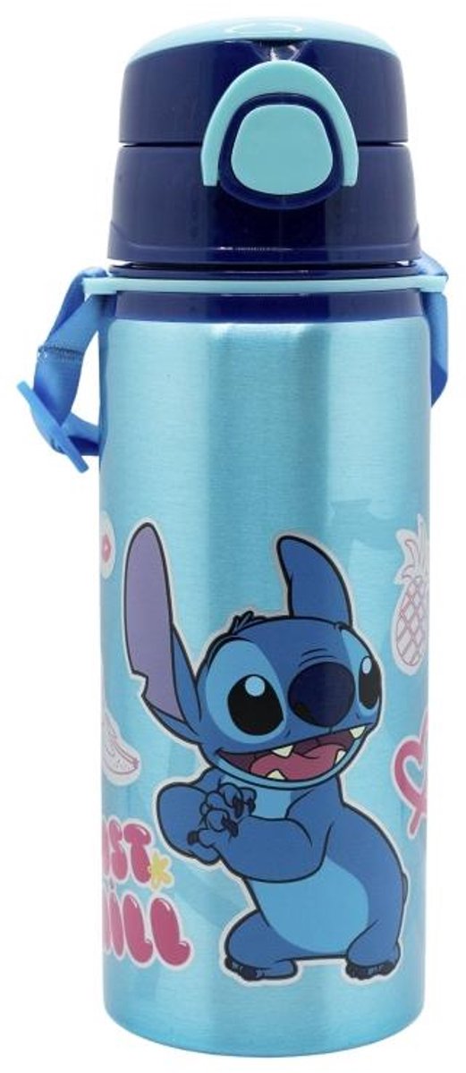 Borraccia in alluminio punto storcitura con coulisse 730ml blu per bambini