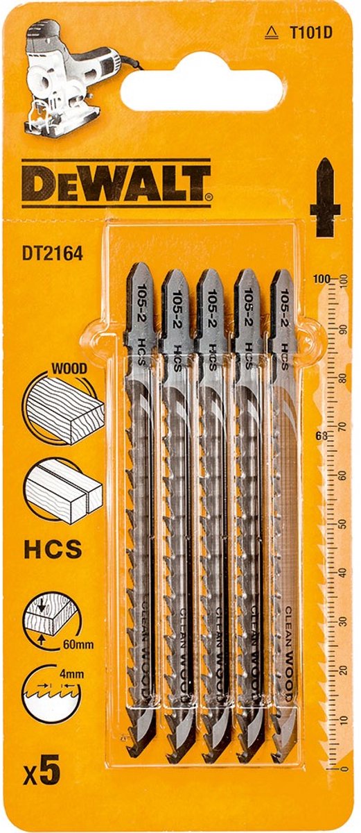 Hoja de sierra de calar limpia Dewalt dt2164 hcs - distancia entre dientes 4 mm - madera (5 piezas)