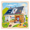 Puzzle de madera de 3 capas de Goki - construcción de casas - 35 piezas