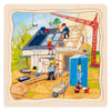 Puzzle de madera de 3 capas de Goki - construcción de casas - 35 piezas