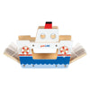 Ferry de madera Goki con 3 vehículos.