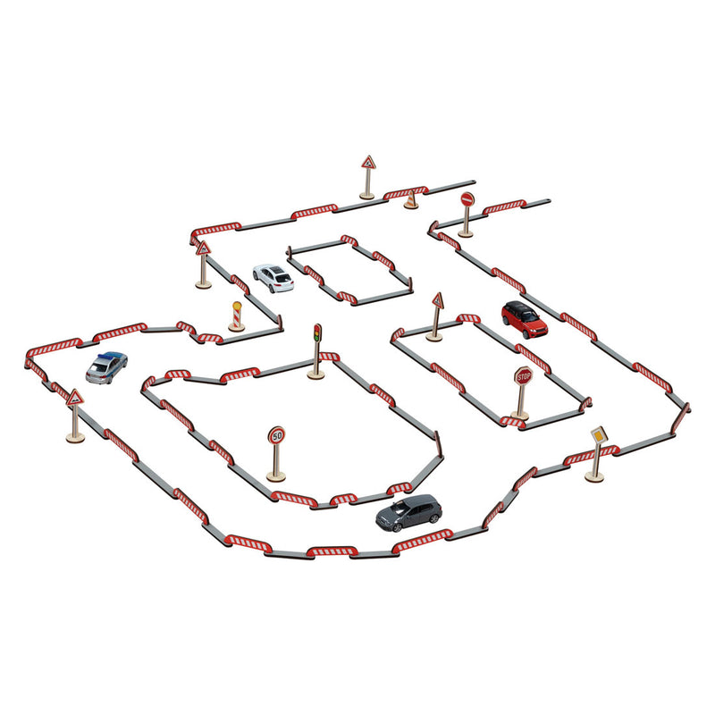 Set da gioco in legno Goki Roadworks - 135 pezzi.