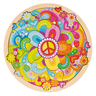 Puzzle de madera Goki flores mandala - 34 piezas.