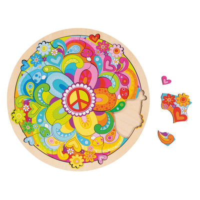 Puzzle de madera Goki flores mandala - 34 piezas.