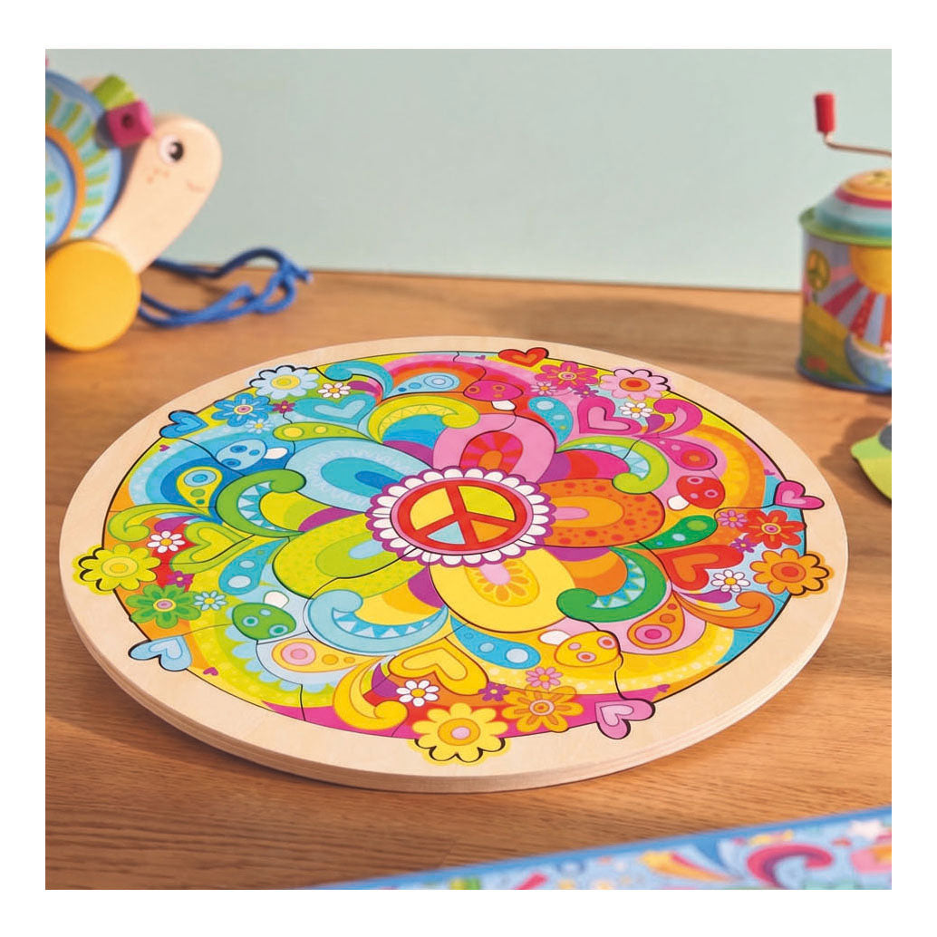 Puzzle in legno Goki fiori mandala - 34 pezzi.