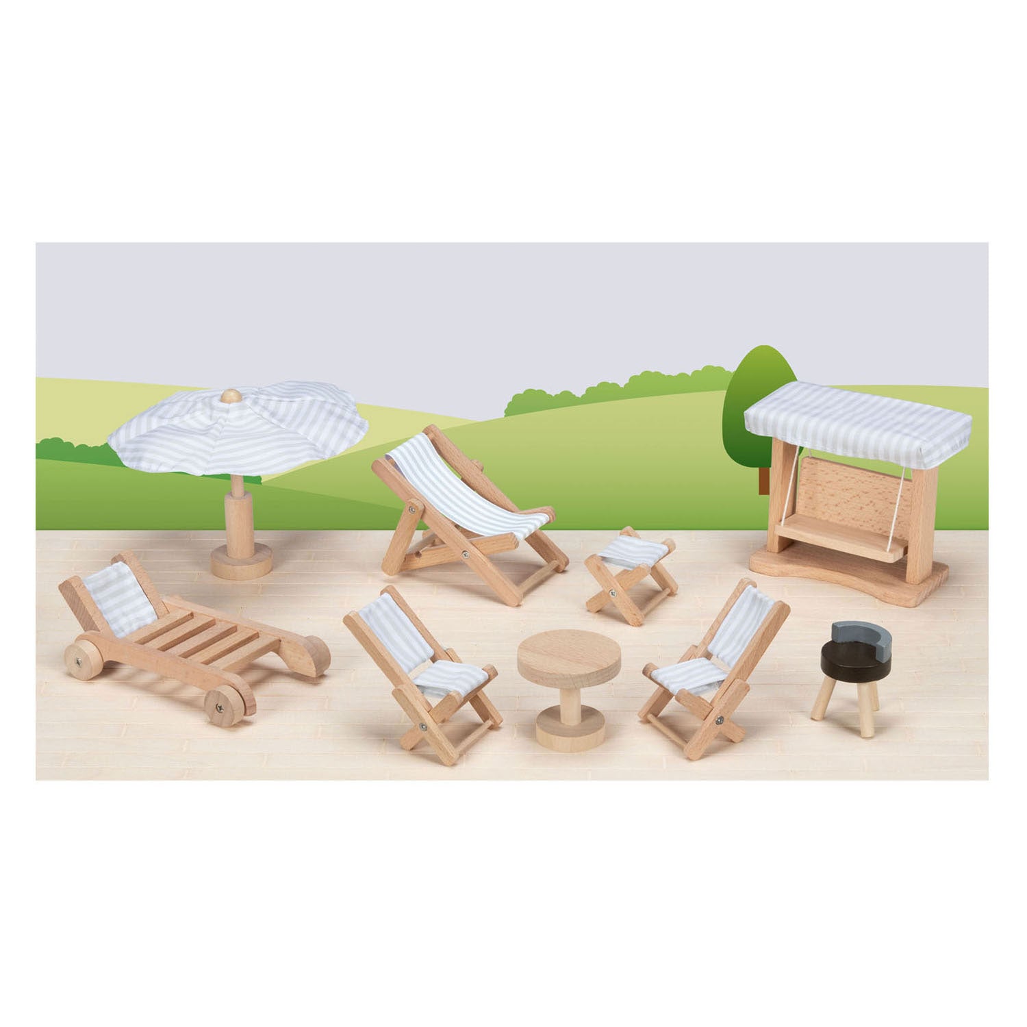 Muebles de jardín de muebles de títeres de madera de Goki, 9dlg.