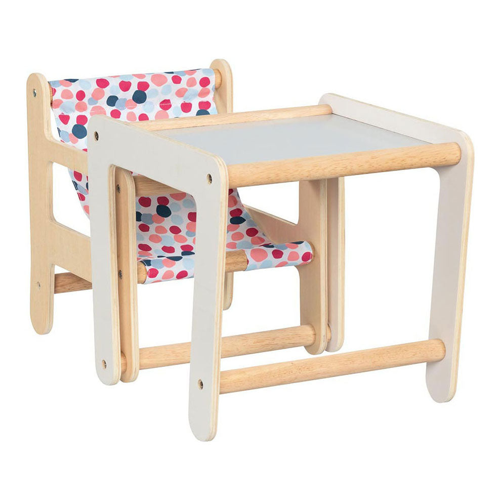 Silla de muñeca de madera de Goki con la tabla 2in1