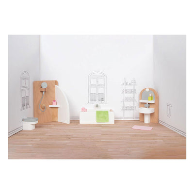 Goki wooden puppet furniture bathroom, 10dlg.