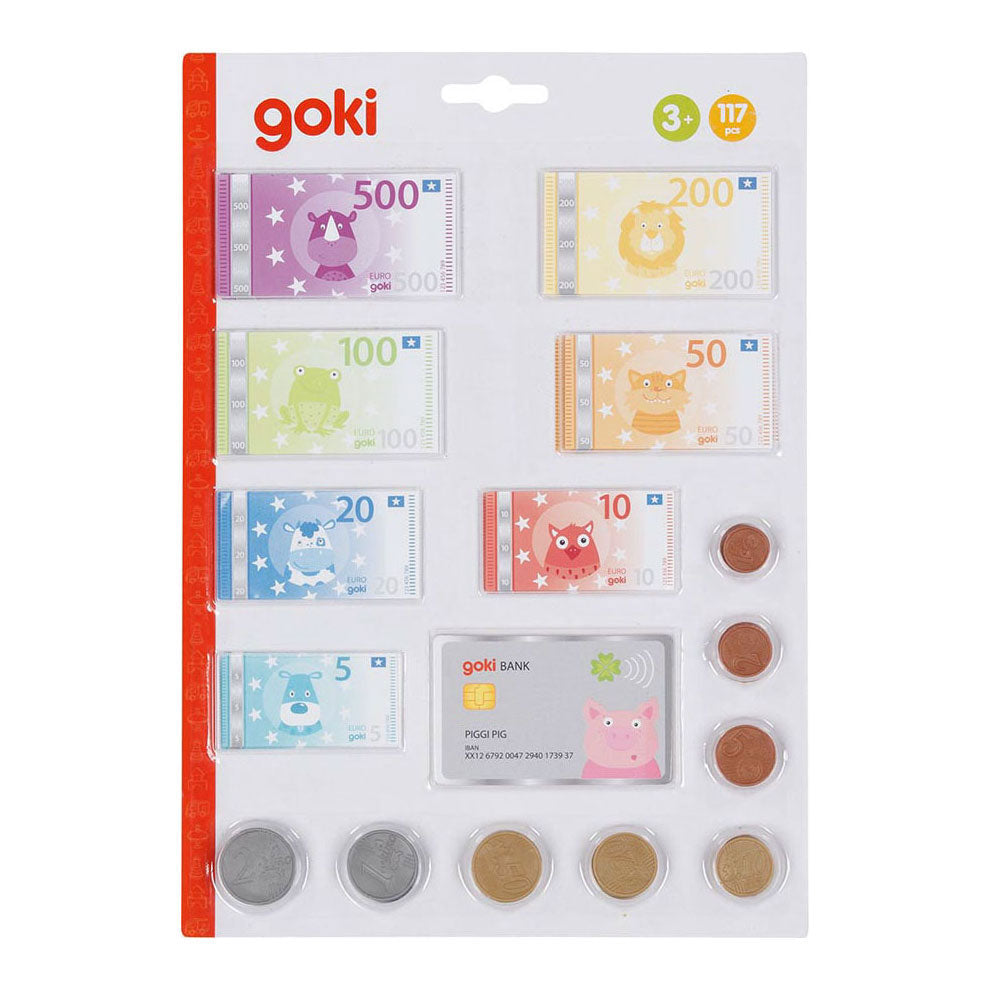 Goki juega a los animales de dinero con tarjeta de crédito y monedas, 117dlg.