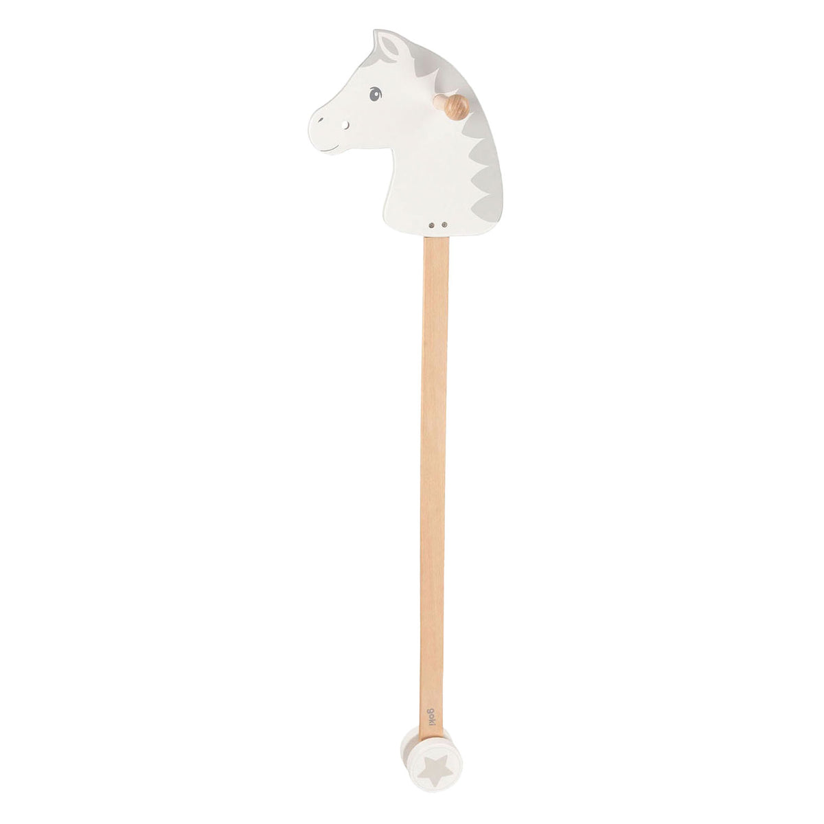 Goki Wooden Hobby Horse White con stella