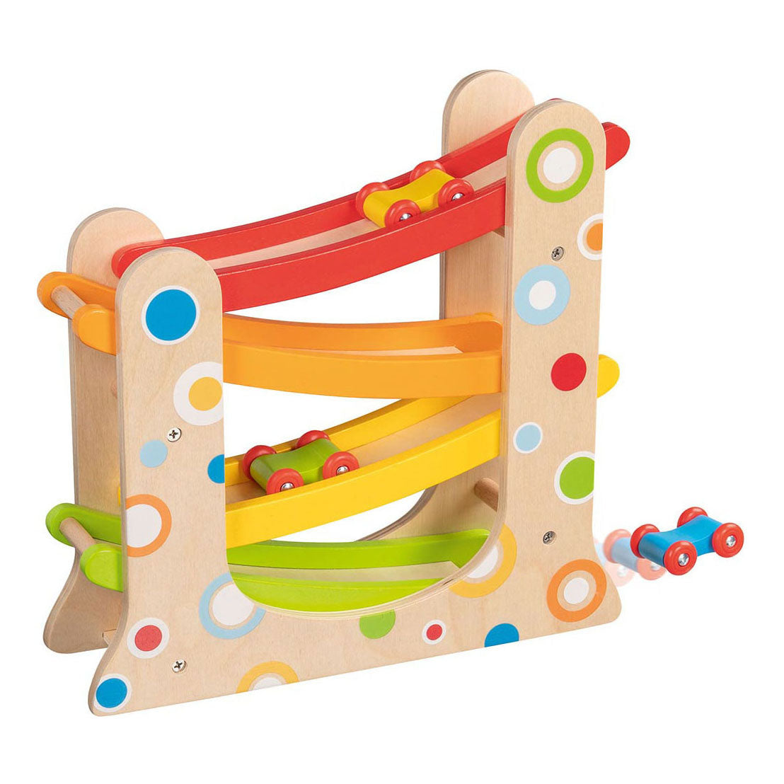 Goki Wooden Car Racing Track con 3 auto