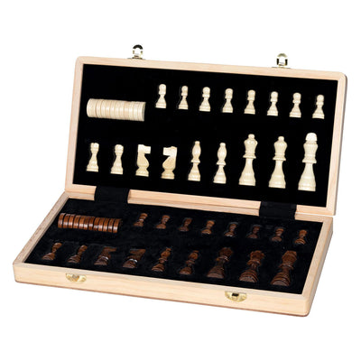 Damspel de ajedrez de madera de Goki 2in1 magnético