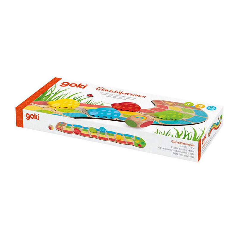 Gioco per bambini con dadi da corsa della coccinella Goki in legno