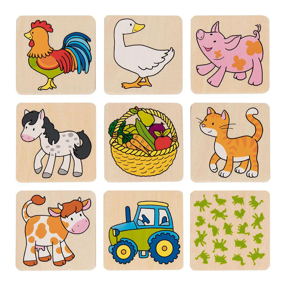 Animales de granja de memorando de madera de Goki