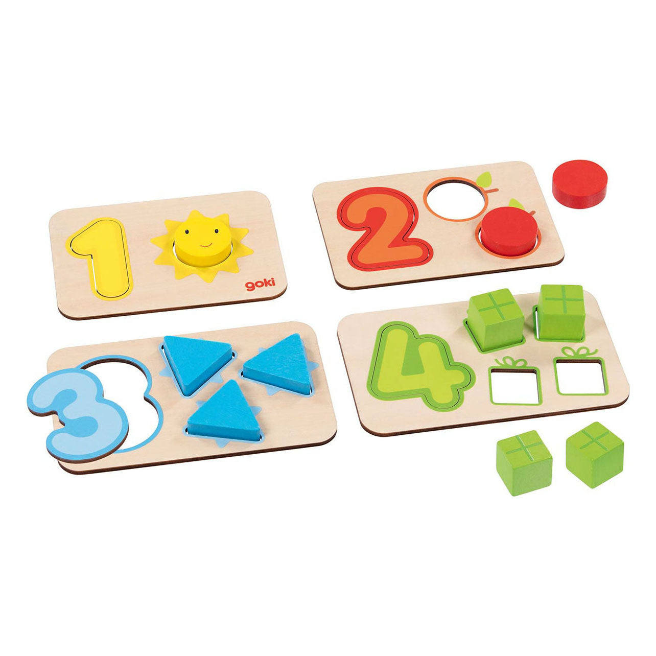 Figure e forme del puzzle a forma di legno Goki, 18 °.