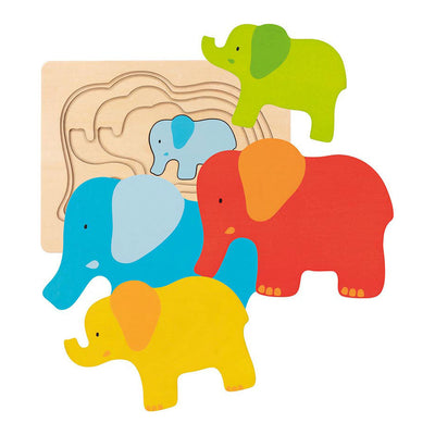 Elefante puzzle a strato di legno Goki, 5st.