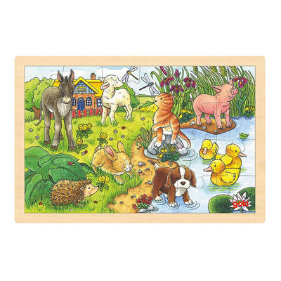 Goki Wooden Jigsaw Puzzle Baby Animals, 24st.