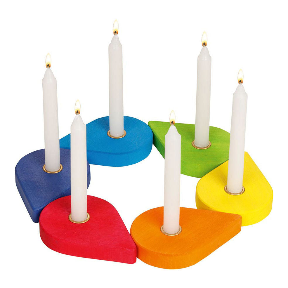 Goki houten verjaardagskrans kandelaars, 6dlg.
