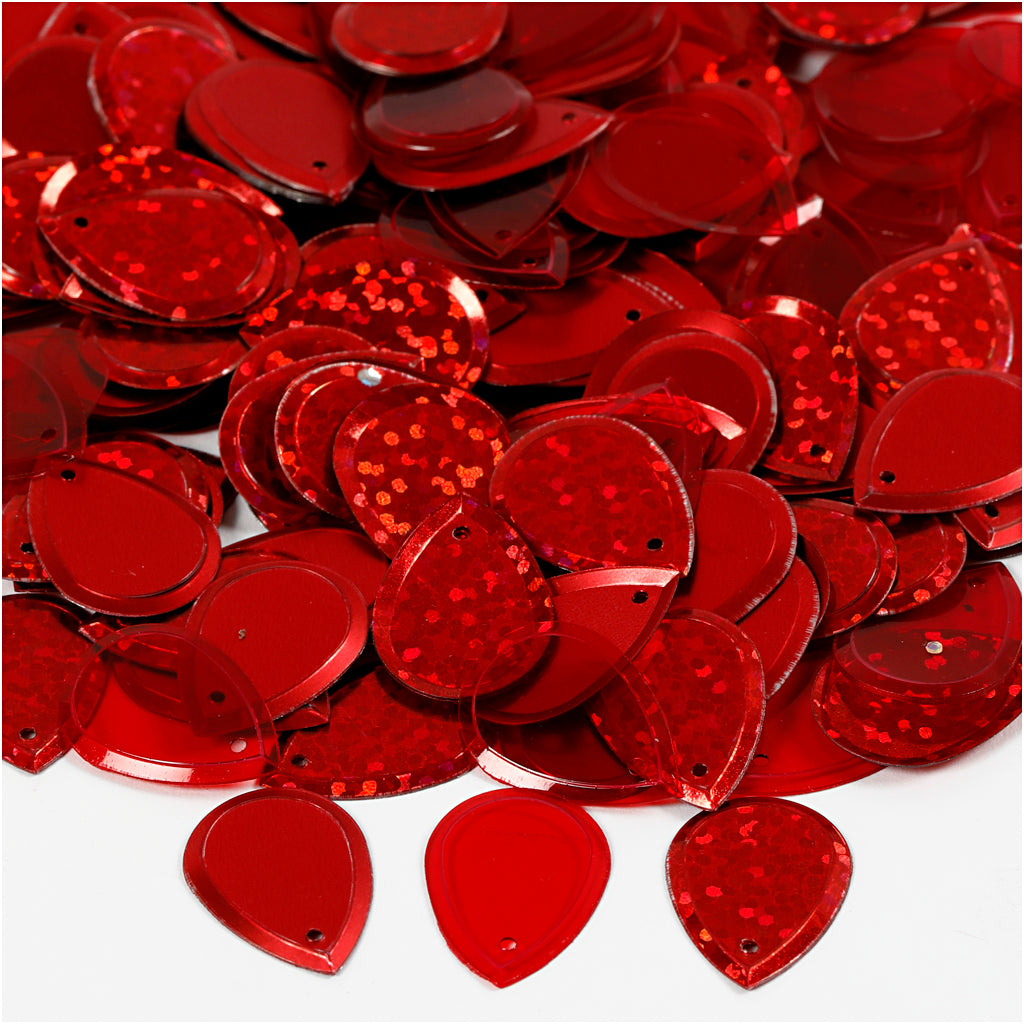Paillettes Creativ company, goccia, misura 14x19 mm, rosso, 50 gr 1 scatola