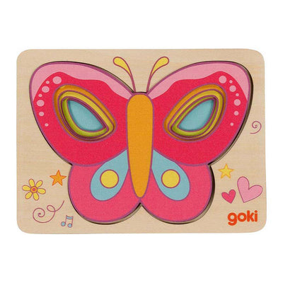 Goki wooden layer puzzle butterfly, 5st.