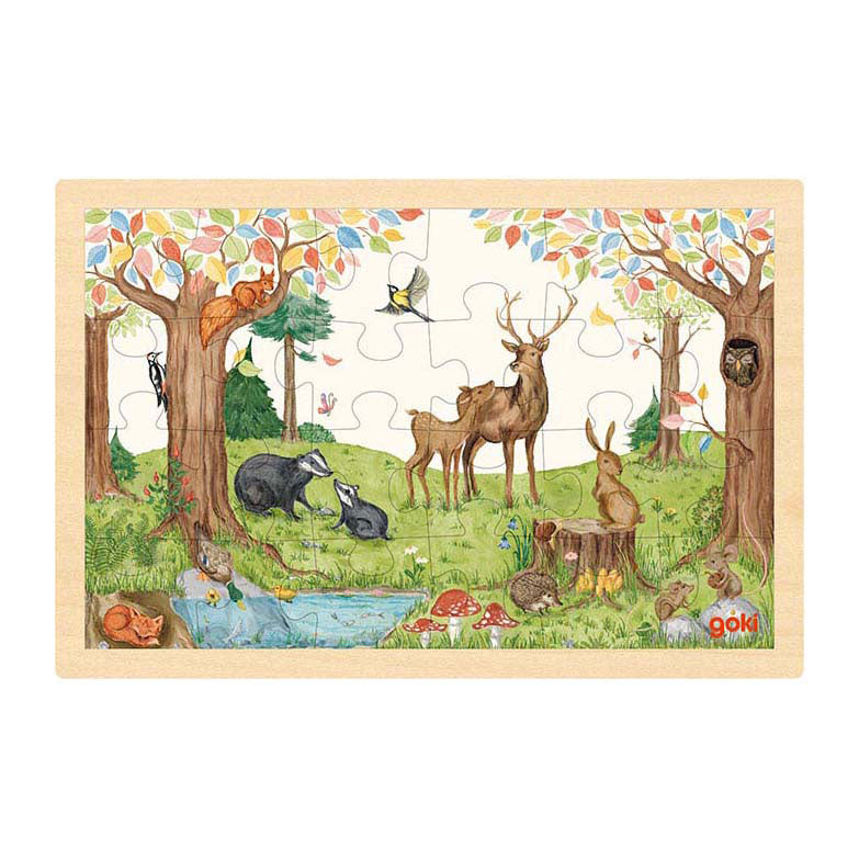 Goki houten legpuzzel in het bos, 24st.