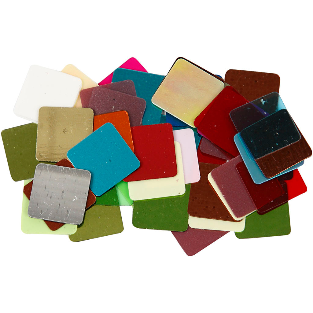 Mosaicos laminados de la empresa Creativ, tamaño 10x10 mm, aprox. 6875 piezas, varios colores, 250 gr 1 caja