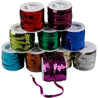 Creativ Company Pailletten Lint, B: 6 mm, colores metálicos, 10x10 m 1 caja