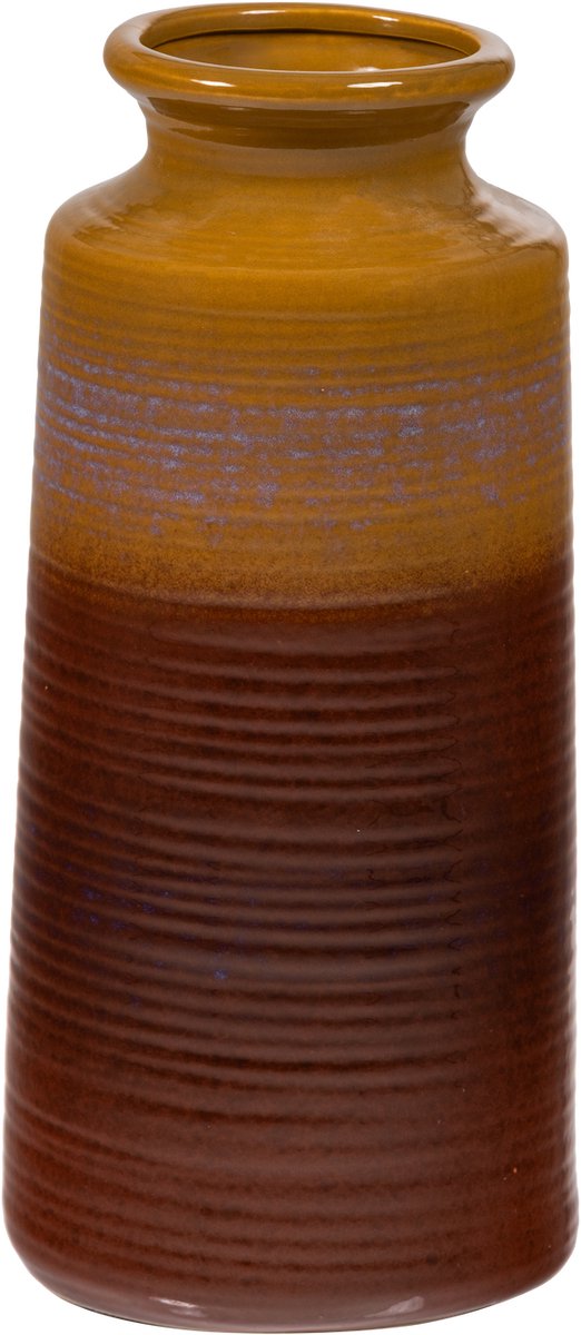 Jarrón Woood décadas xl ø17 cm - cerámica - amarillo marrón - 38x17x17 cm