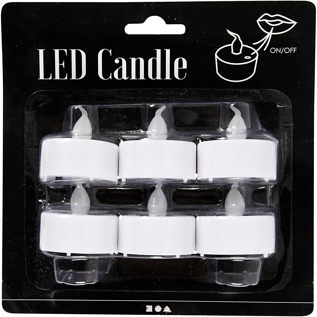 Creativ company LED tea light, h: 35 mm, d 38 mm, 6 pieces 1 box