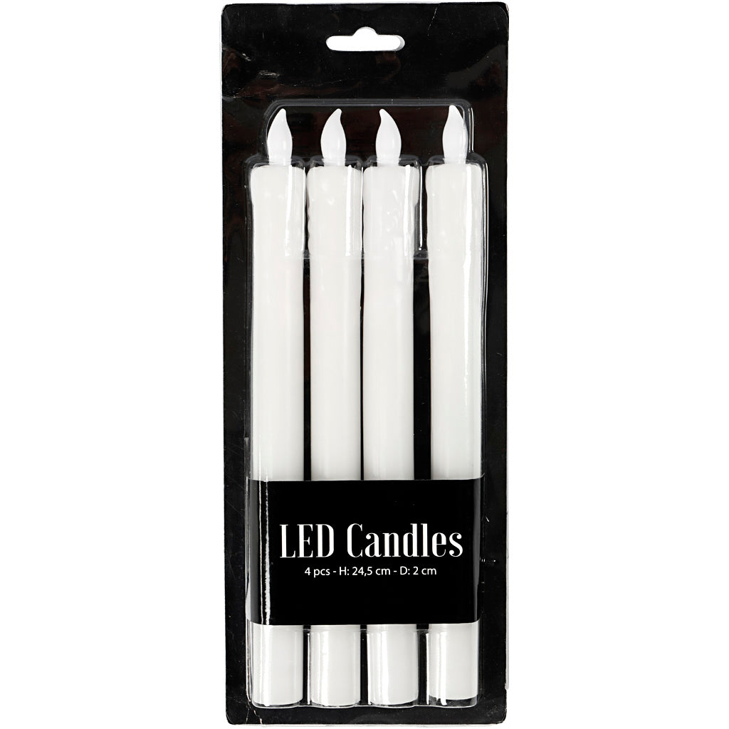 Creativ company LED candles, h: 24.5 cm, d 20 mm, 4 pieces 1 box
